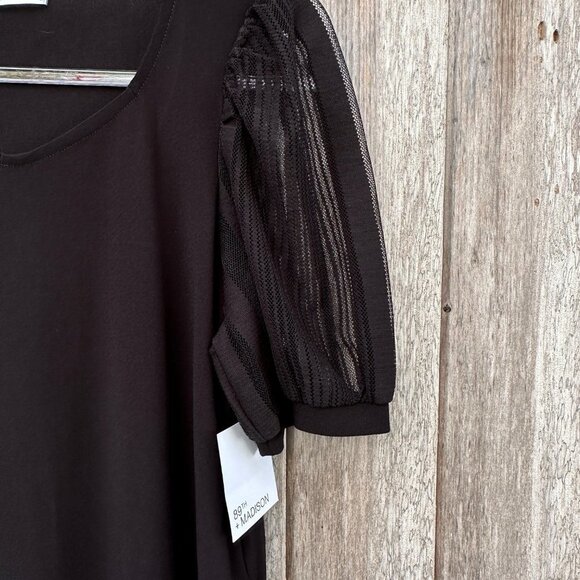 89th + Madison Black Short Puffed Sleeve Blouse Large NWT - Picture 2 of 7